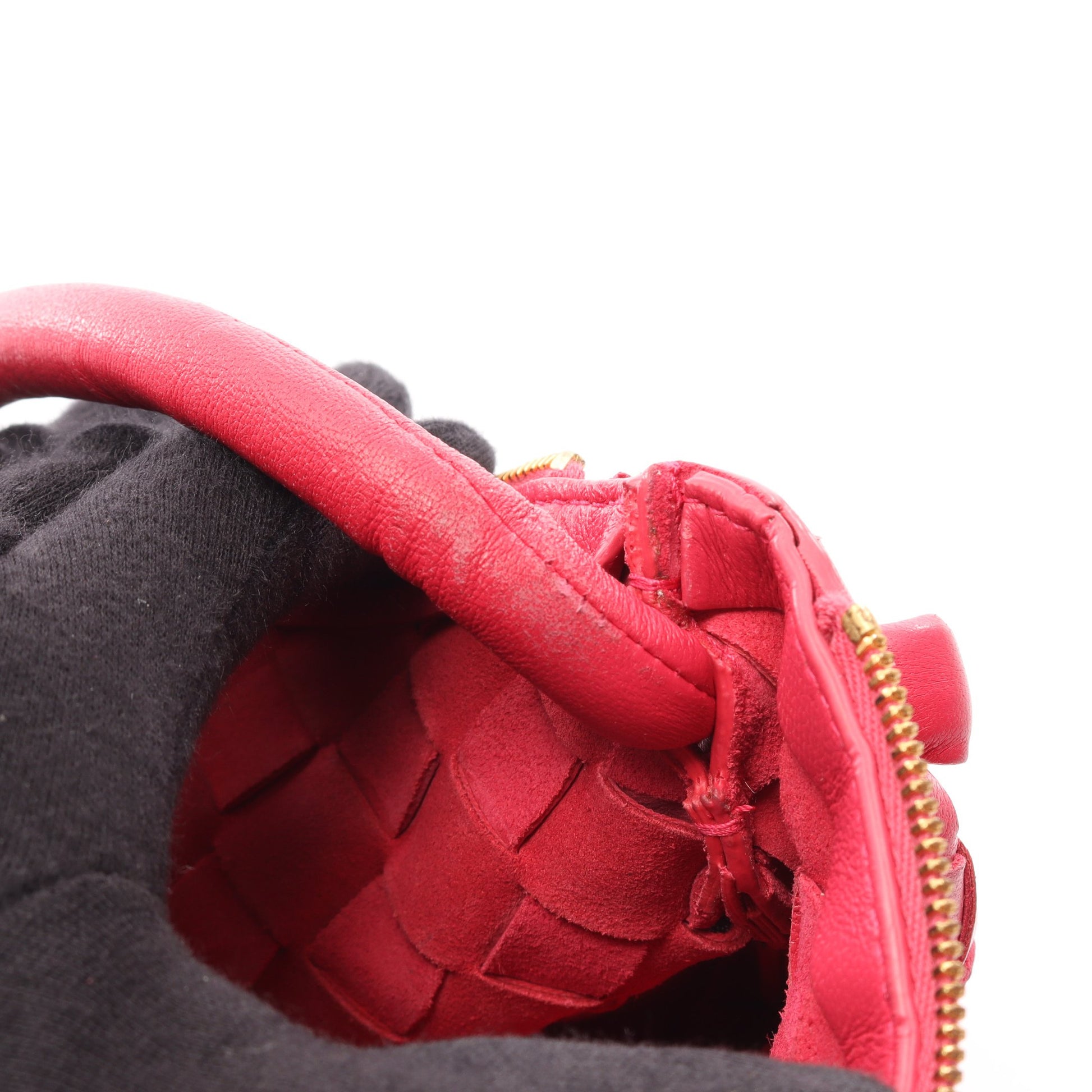イントレチャート スモール ターンポーチ ハンドバッグ レザー ピンク ボッテガヴェネタ バッグ BOTTEGA VENETA