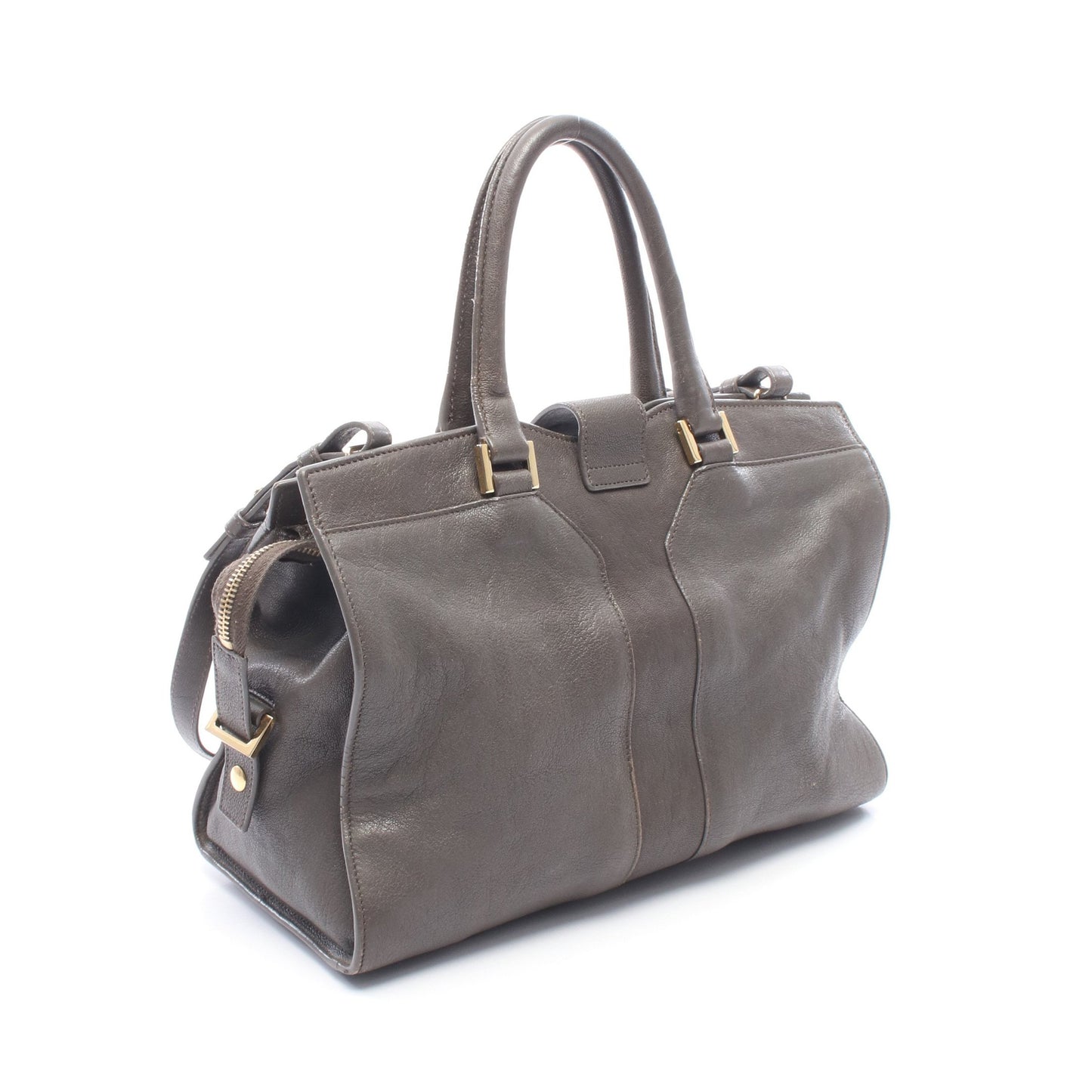 プチカバス Yライン 2WAY ハンドバッグ レザー グレー イヴサンローラン バッグ YVES SAINT LAURENT