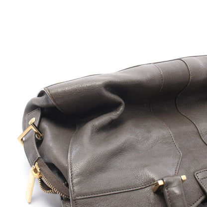 プチカバス Yライン 2WAY ハンドバッグ レザー グレー イヴサンローラン バッグ YVES SAINT LAURENT