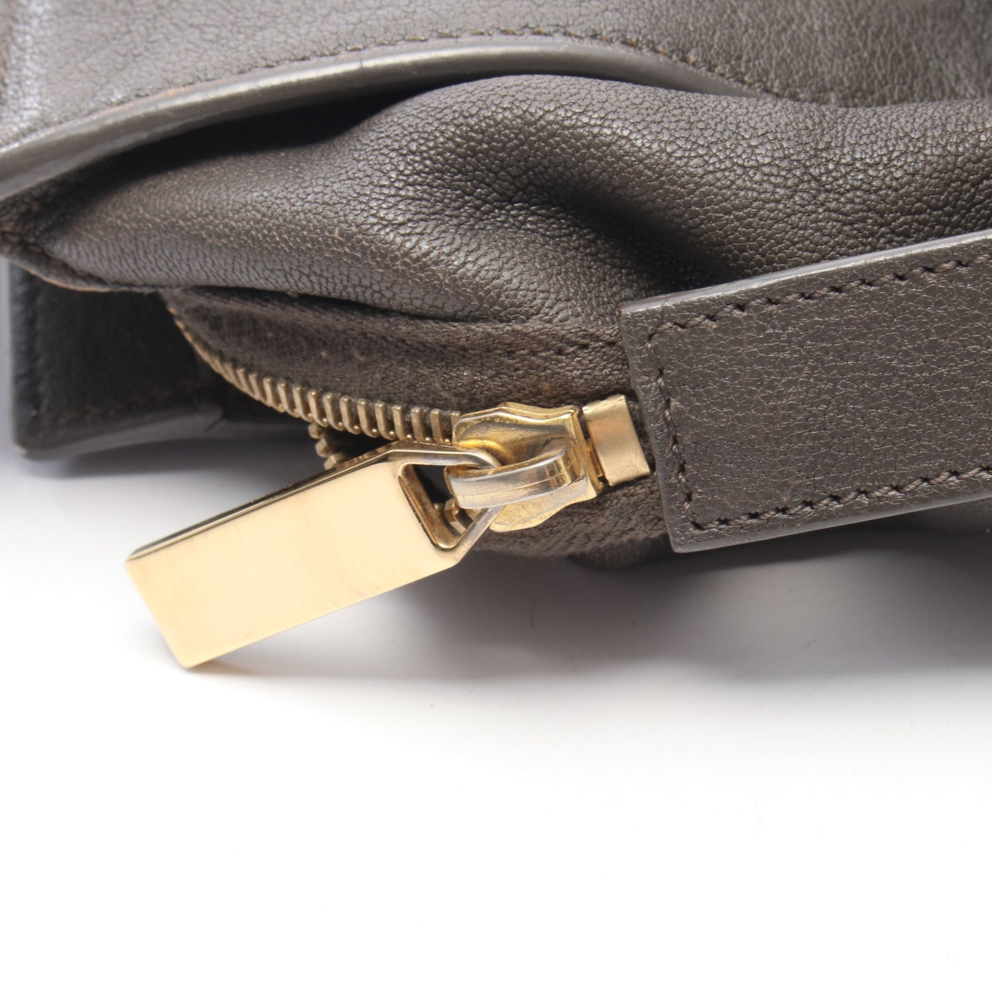 プチカバス Yライン 2WAY ハンドバッグ レザー グレー イヴサンローラン バッグ YVES SAINT LAURENT