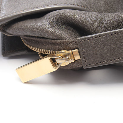 プチカバス Yライン 2WAY ハンドバッグ レザー グレー イヴサンローラン バッグ YVES SAINT LAURENT