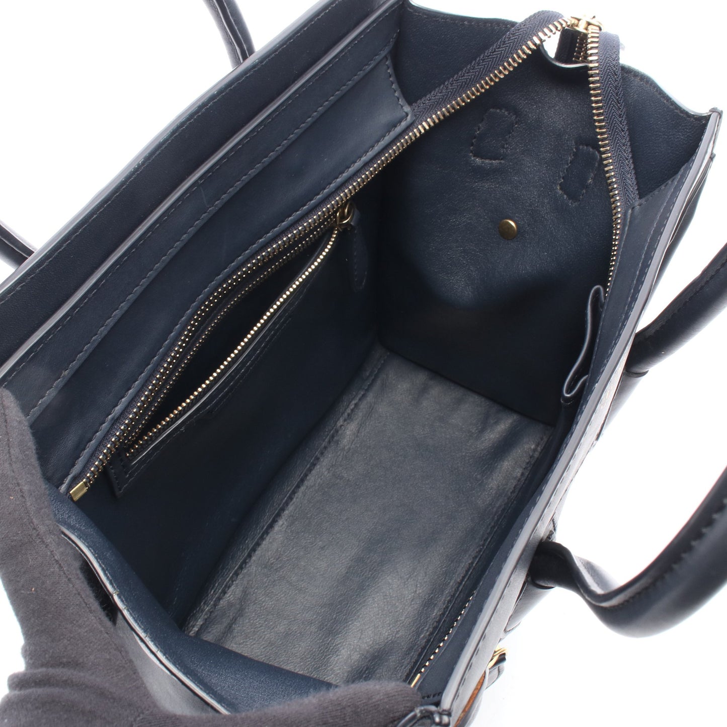 ラゲージ マイクロショッパー ハンドバッグ トートバッグ レザー ネイビー セリーヌ バッグ CELINE