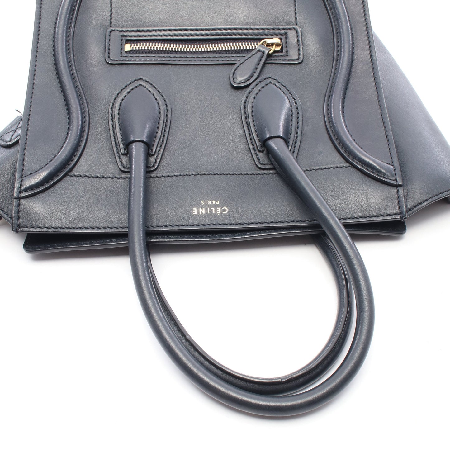 ラゲージ マイクロショッパー ハンドバッグ トートバッグ レザー ネイビー セリーヌ バッグ CELINE