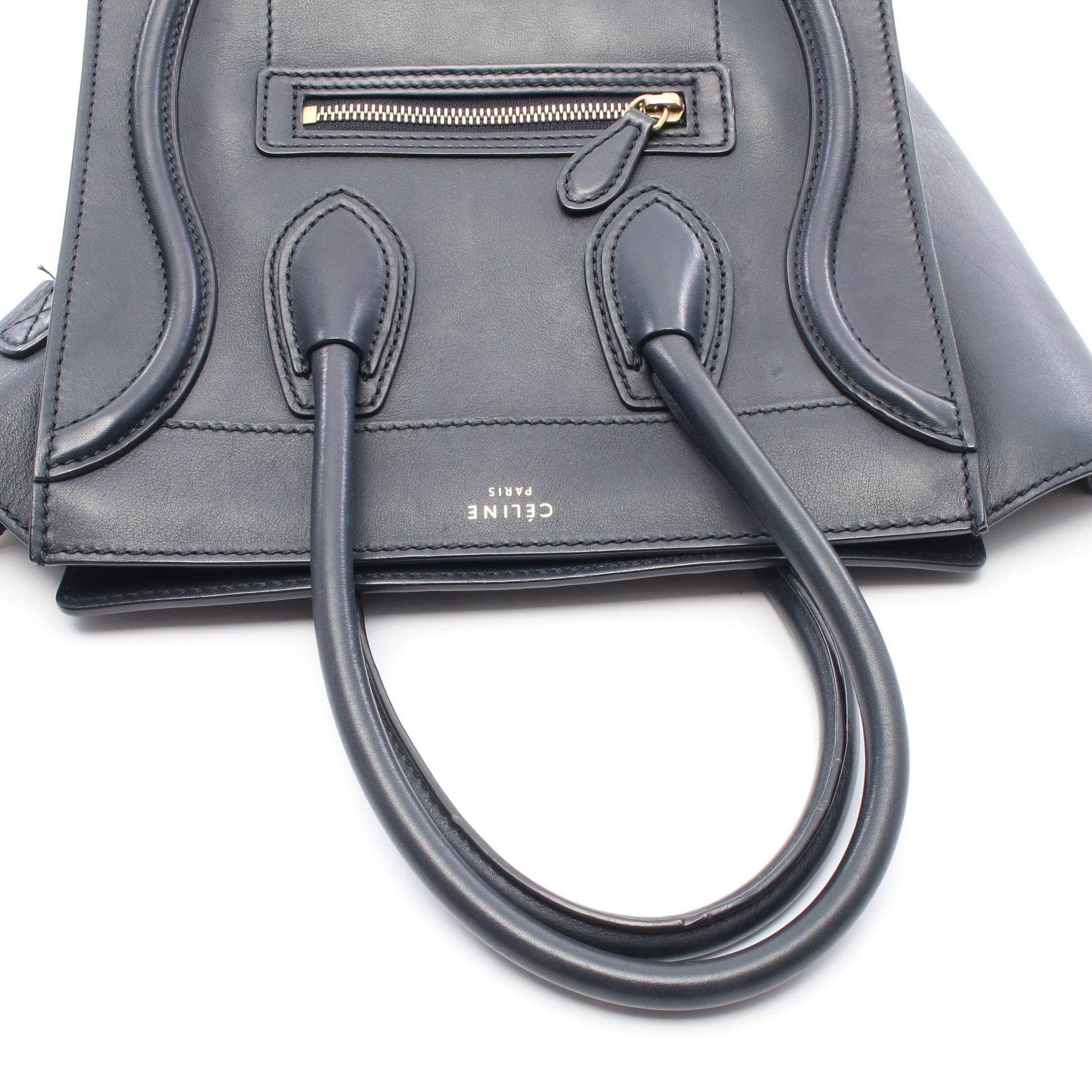 ラゲージ マイクロショッパー ハンドバッグ トートバッグ レザー ネイビー セリーヌ バッグ CELINE