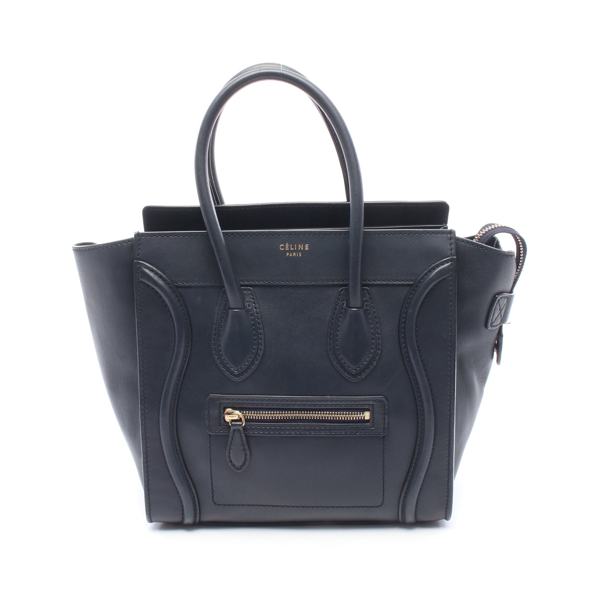 ラゲージ マイクロショッパー ハンドバッグ トートバッグ レザー ネイビー セリーヌ バッグ CELINE