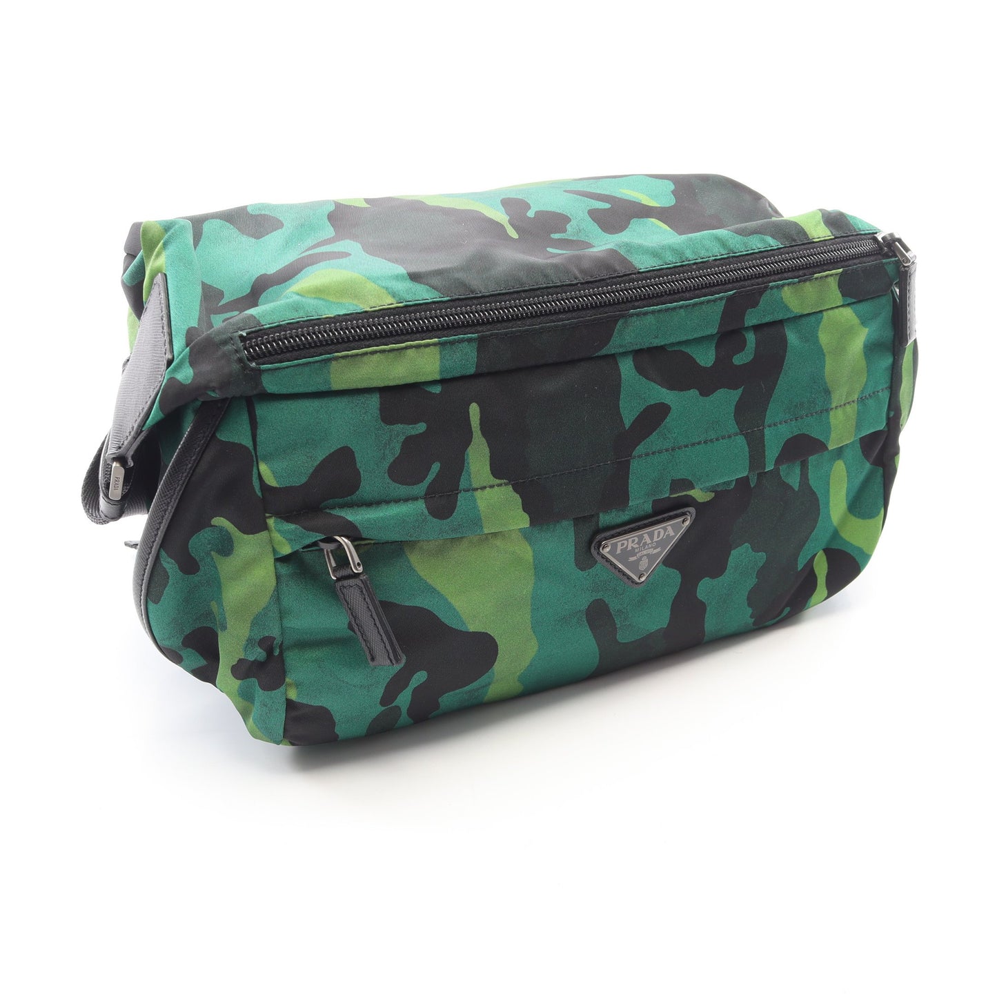 TESSUTO CAMOUFL ショルダーバッグ ナイロン サフィアーノレザー グリーン ブラック ライトグリーン プラダ