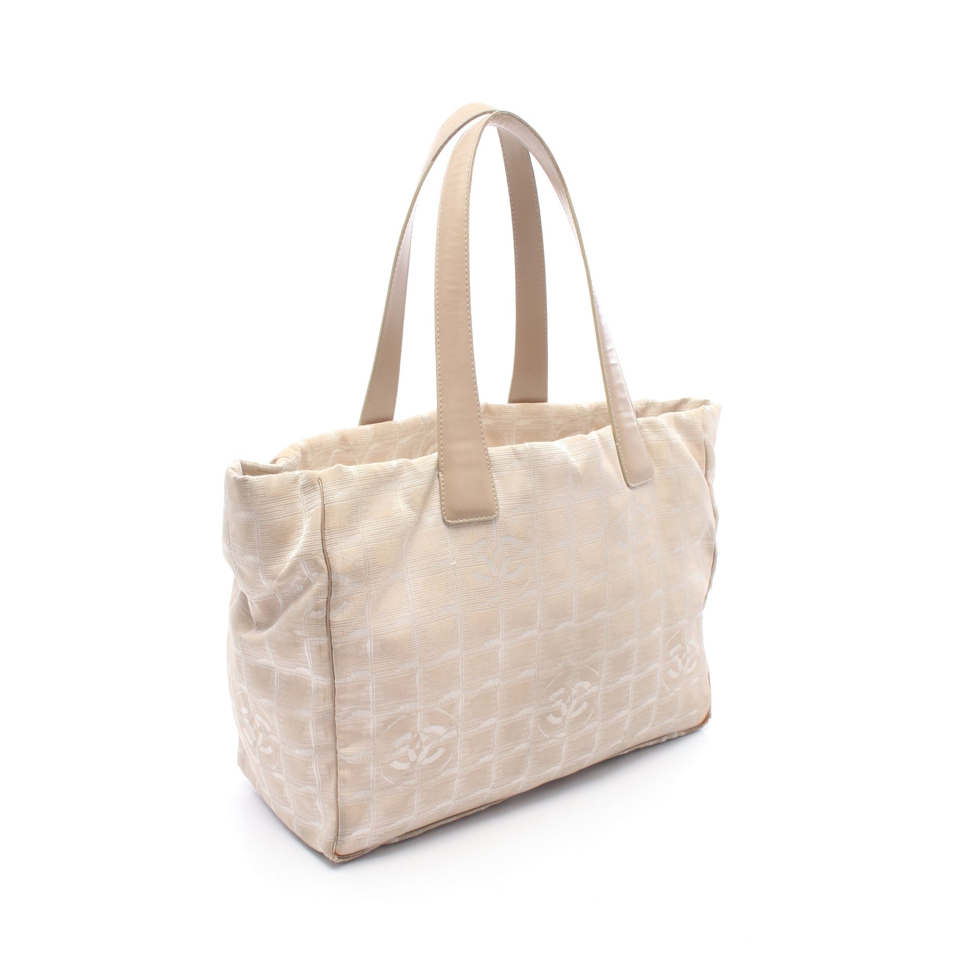 ニュートラベルラインMM ハンドバッグ トートバッグ ナイロンキャンバス レザー ベージュ ゴールド金具 シャネル バッグ CHANEL