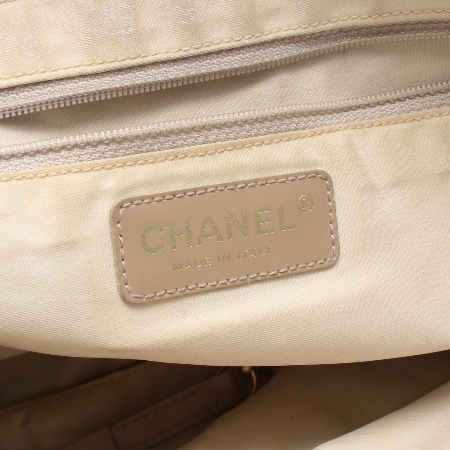 ニュートラベルラインMM ハンドバッグ トートバッグ ナイロンキャンバス レザー ベージュ ゴールド金具 シャネル バッグ CHANEL