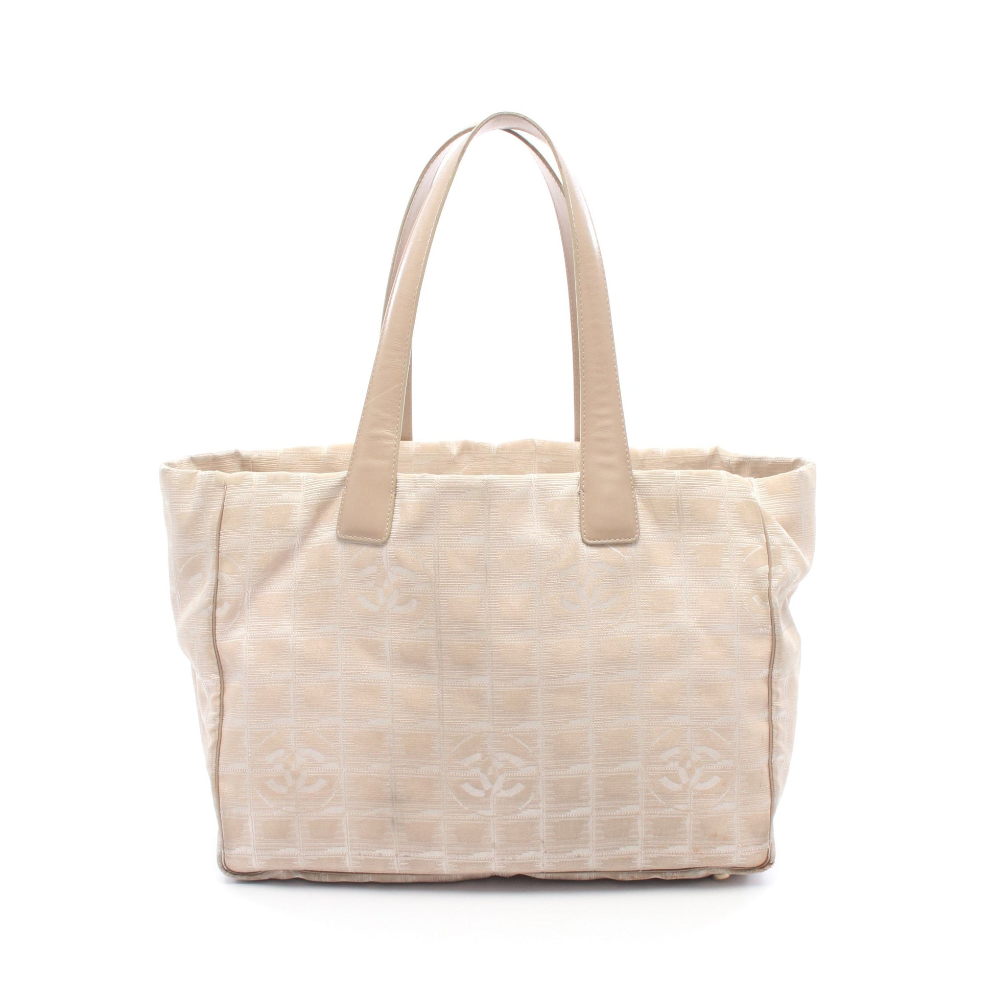 ニュートラベルラインMM ハンドバッグ トートバッグ ナイロンキャンバス レザー ベージュ ゴールド金具 シャネル バッグ CHANEL