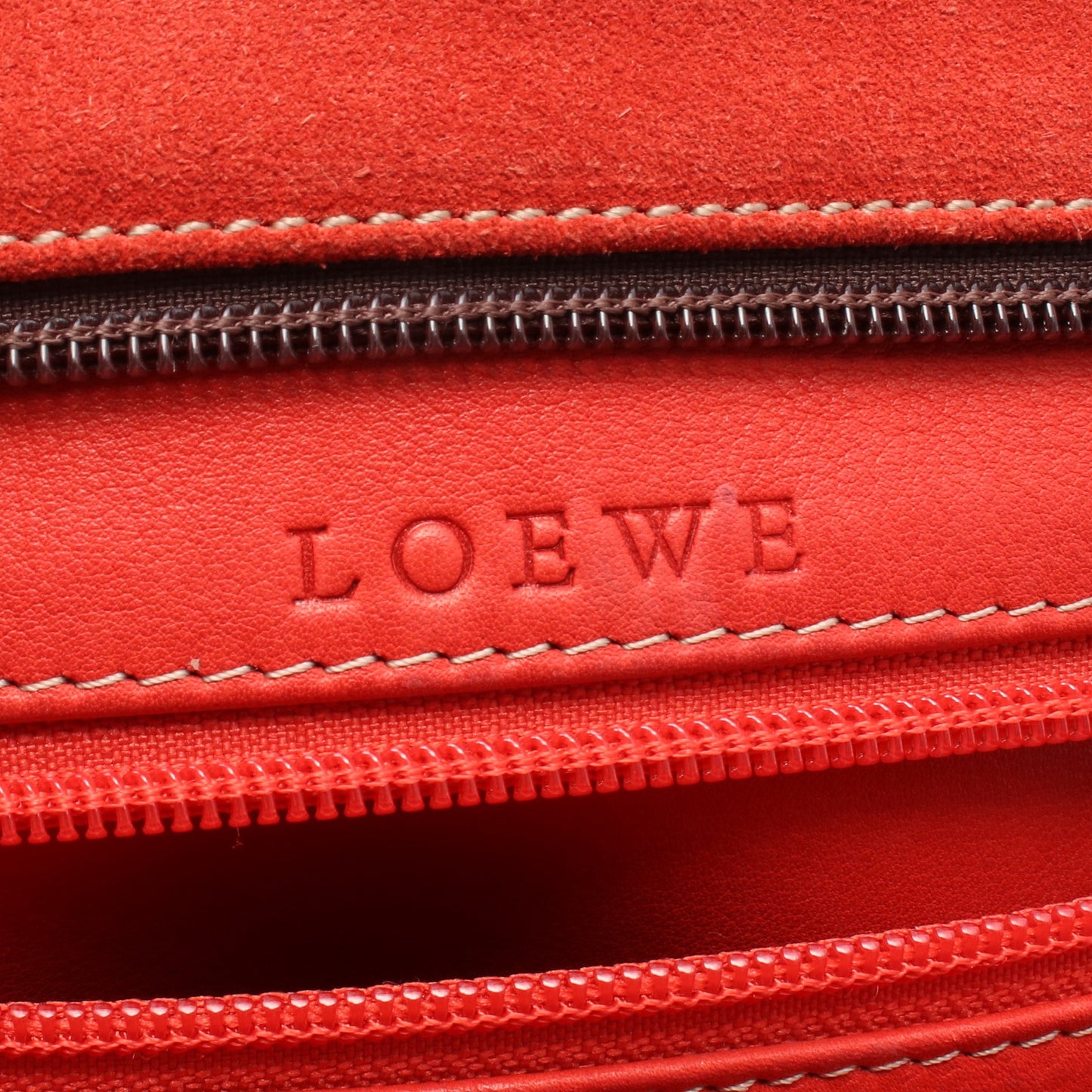 アマソナ32 ハンドバッグ スエード レザー レッド ブラウン ロエベ バッグ LOEWE