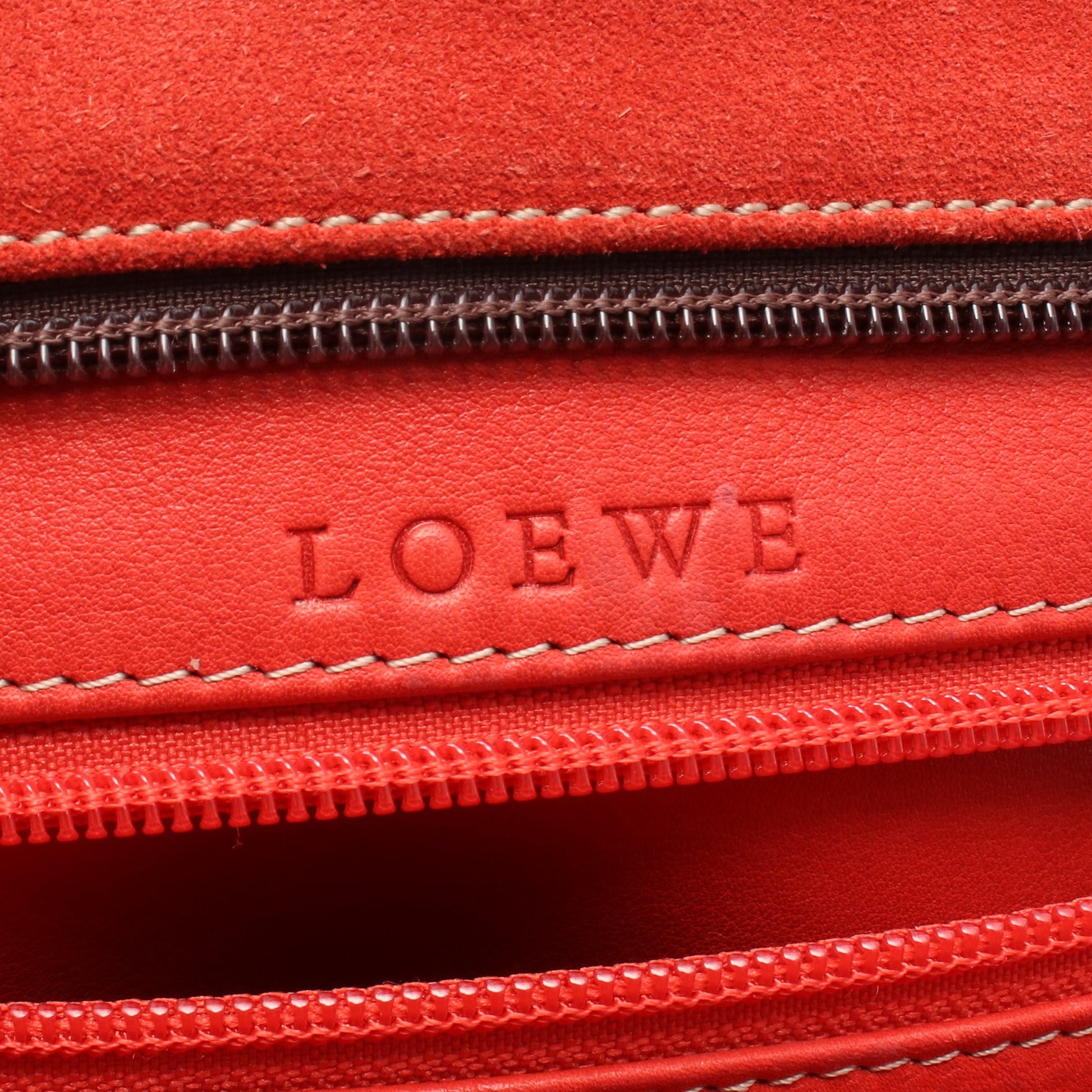 アマソナ32 ハンドバッグ スエード レザー レッド ブラウン ロエベ バッグ LOEWE
