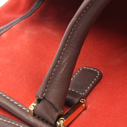 アマソナ32 ハンドバッグ スエード レザー レッド ブラウン ロエベ バッグ LOEWE