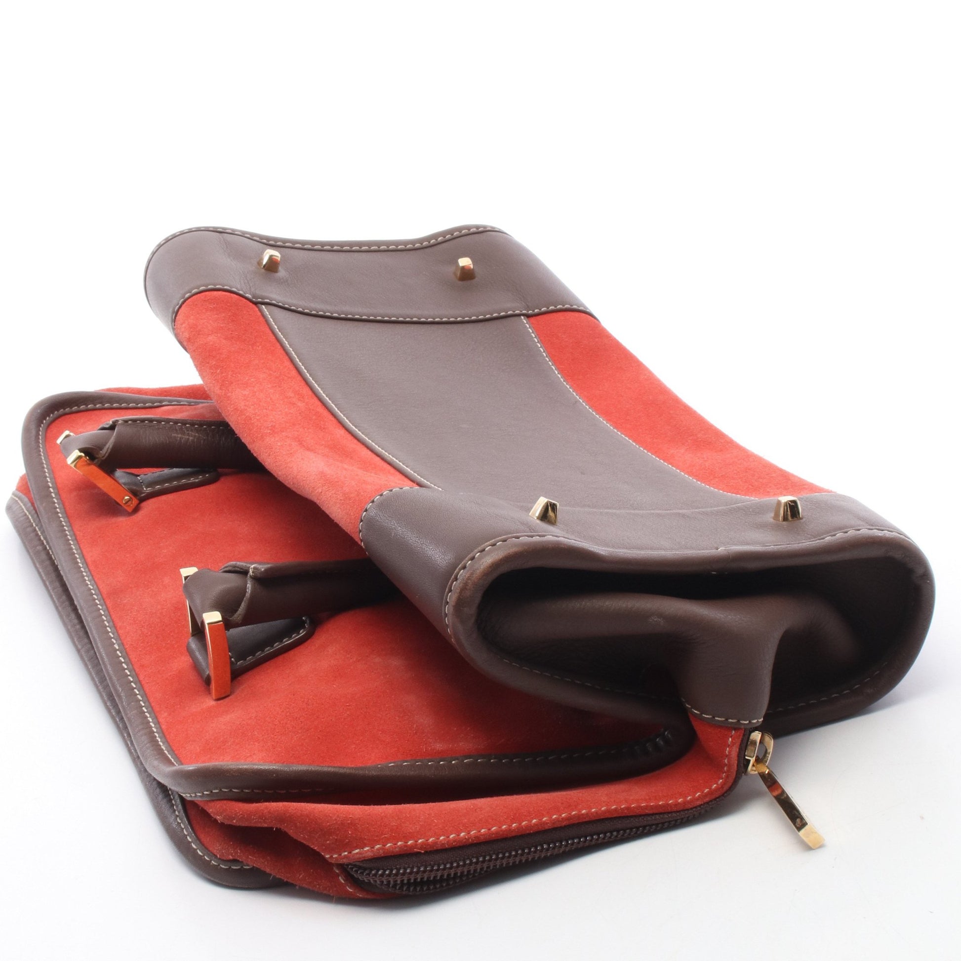 アマソナ32 ハンドバッグ スエード レザー レッド ブラウン ロエベ バッグ LOEWE