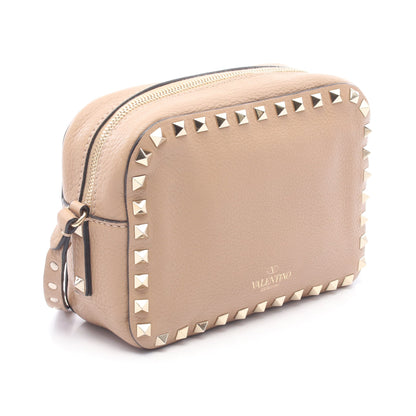 ロックスタッズ カメラバッグ ショルダーバッグ レザー ベージュ ヴァレンティノ バッグ VALENTINO