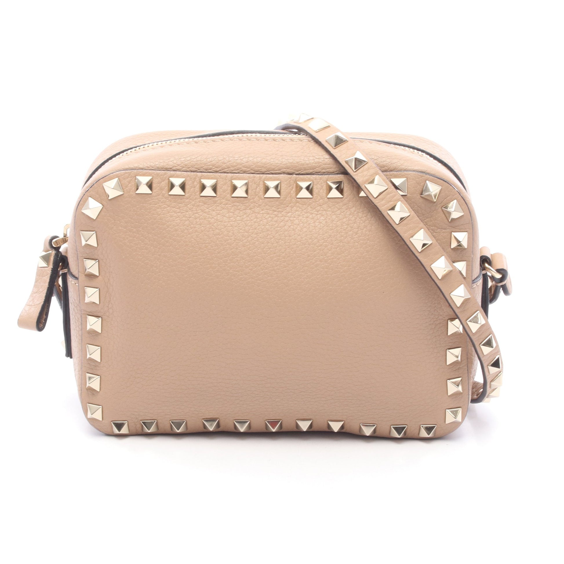 ロックスタッズ カメラバッグ ショルダーバッグ レザー ベージュ ヴァレンティノ バッグ VALENTINO