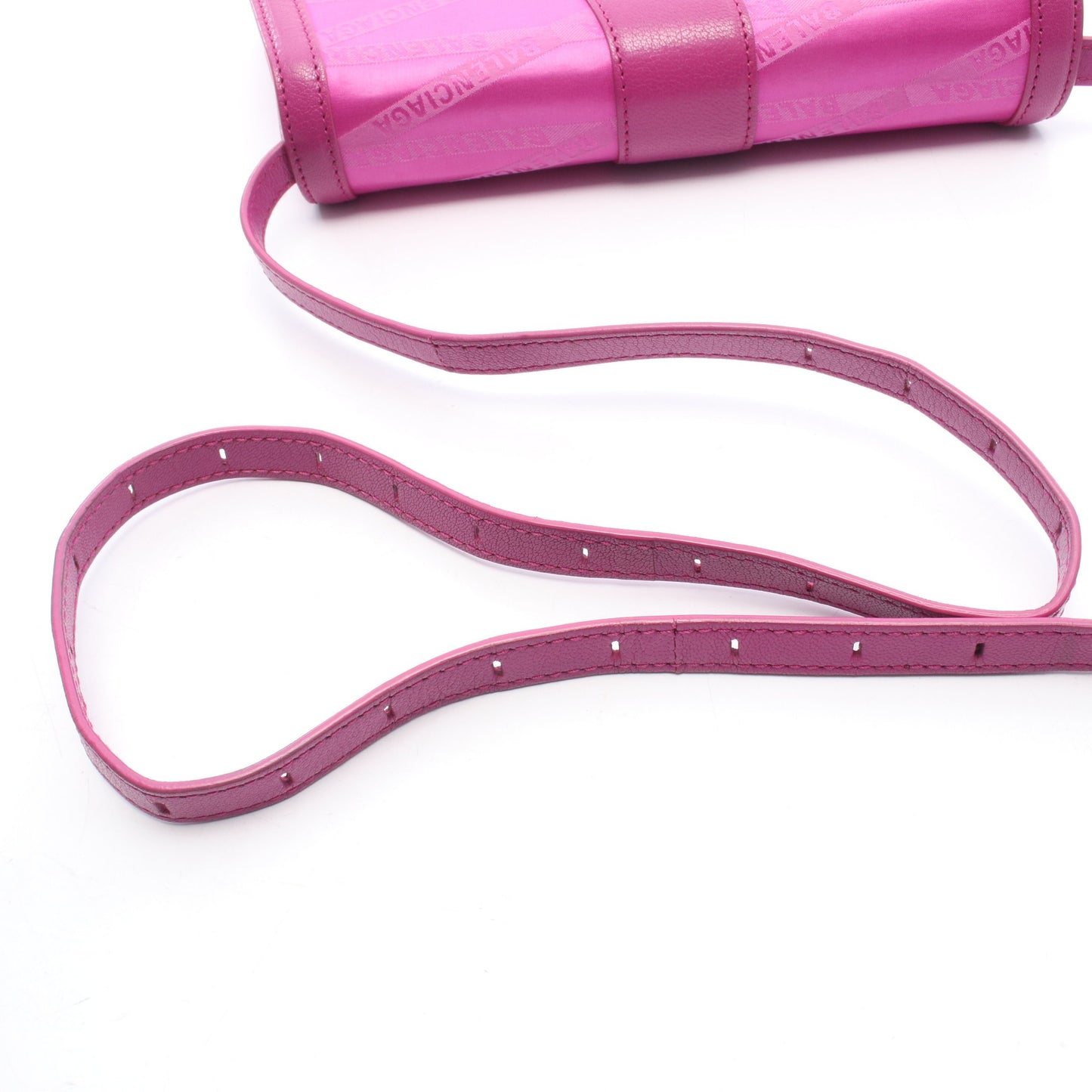 MONOGRAM SHIFT WALLET ON STRAP ショルダーウォレット キャンバス レザー ピンク バレンシアガ