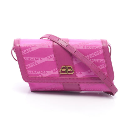 MONOGRAM SHIFT WALLET ON STRAP ショルダーウォレット キャンバス レザー ピンク バレンシアガ
