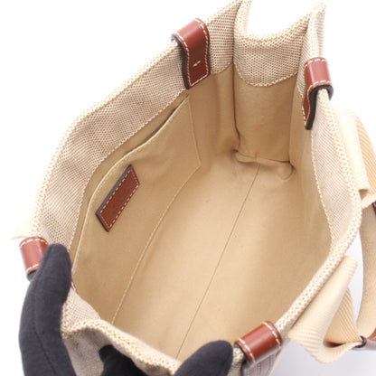 WOODY ウッディ スモール ハンドバッグ キャンバス レザー ベージュ ブラウン クロエ