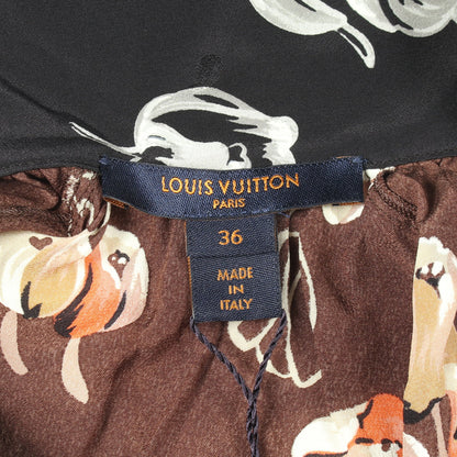 花柄 長袖 シャツ シルク ブラウン マルチカラー ルイヴィトン トップス LOUIS VUITTON