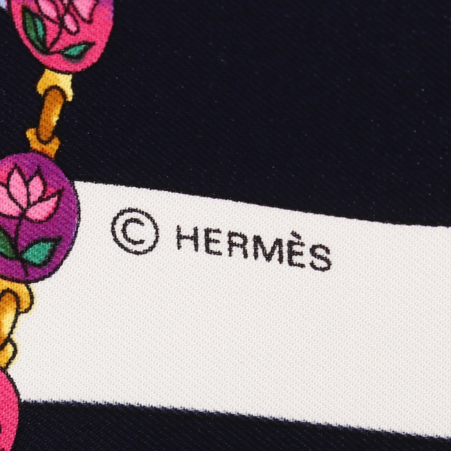カレ90 Parmi les fleurs je compte les heures スカーフ シルク ネイビー マルチカラー エルメス
