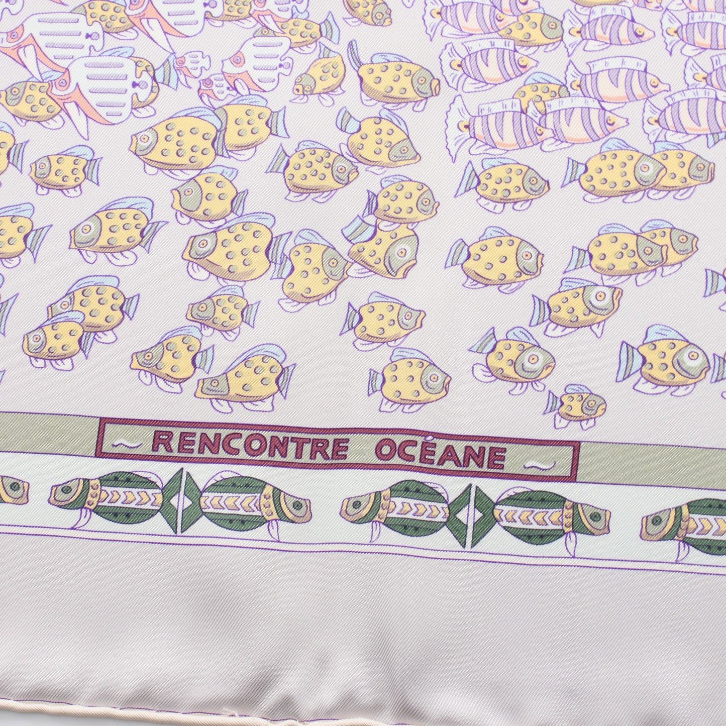 カレ90 RENCONTRE OCEANE スカーフ シルク ライトグレー ライトパープル マルチカラー エルメス