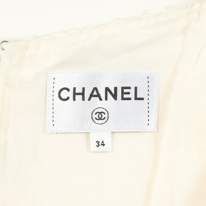 ツイード ノースリーブ ワンピース ナイロン コットン ウール ホワイト シャネル ワンピース CHANEL