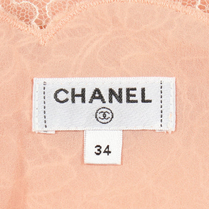 ココマークボタン 花柄 総レース キャミソール レーヨン ナイロン ピンク シャネル トップス CHANEL