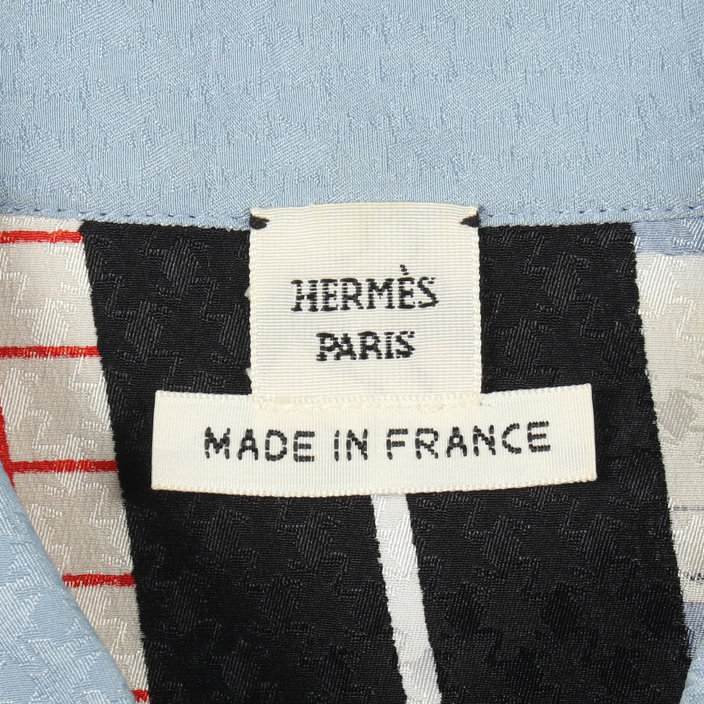 総柄 長袖 シャツ シルク ライトブルー オフホワイト マルチカラー エルメス トップス HERMES
