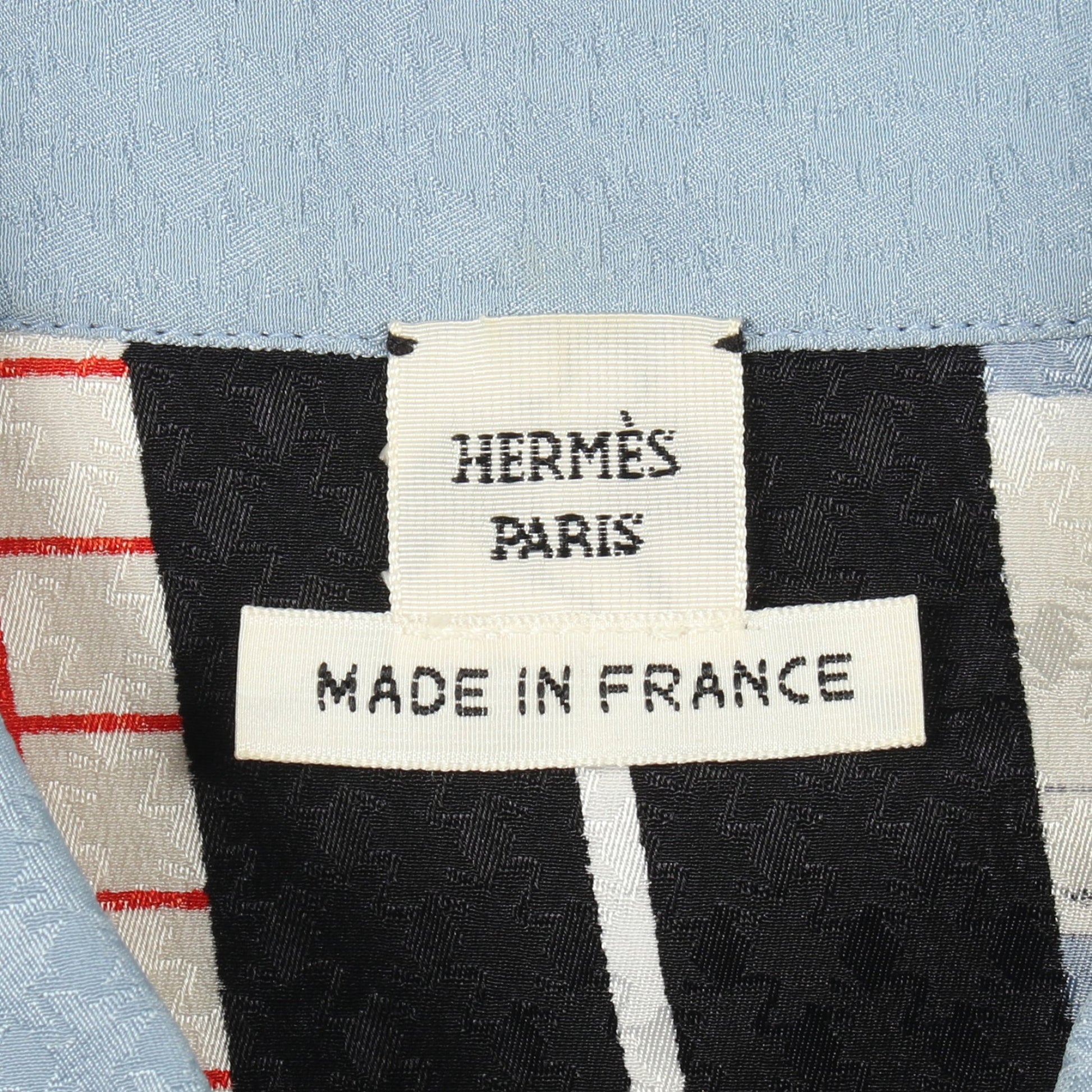 総柄 長袖 シャツ シルク ライトブルー オフホワイト マルチカラー エルメス トップス HERMES