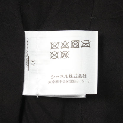 ココマークボタン ツイード 切替 ジャケット ウール レザー ブラック ホワイト シャネル