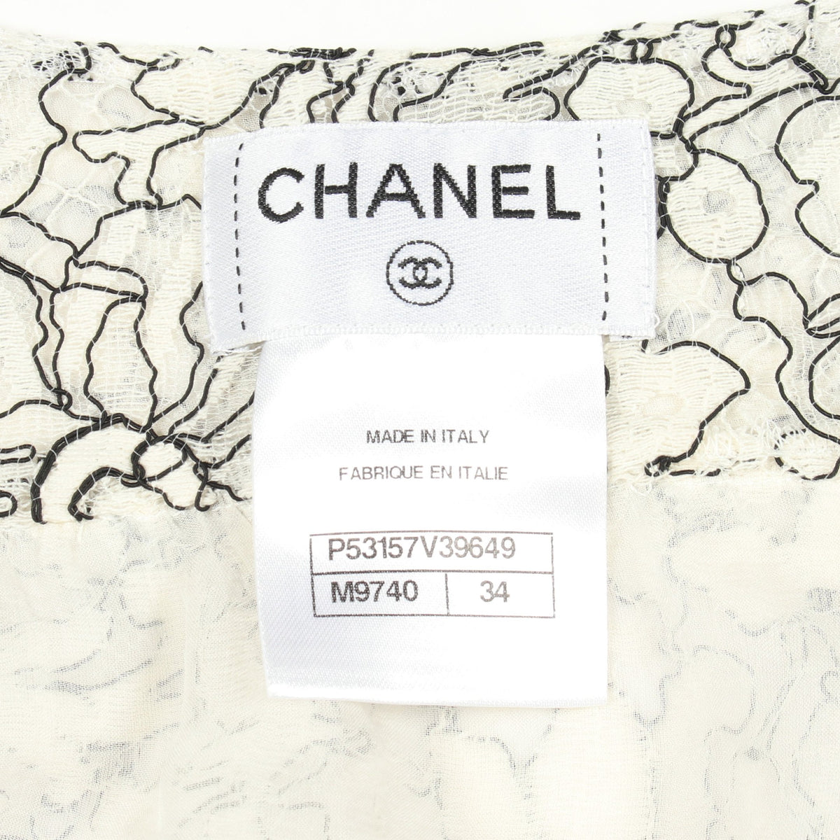 花柄 レース ノースリーブ トップス コットン レーヨン ナイロン オフホワイト ブラック シャネル トップス CHANEL