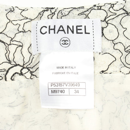花柄 レース ノースリーブ トップス コットン レーヨン ナイロン オフホワイト ブラック シャネル トップス CHANEL