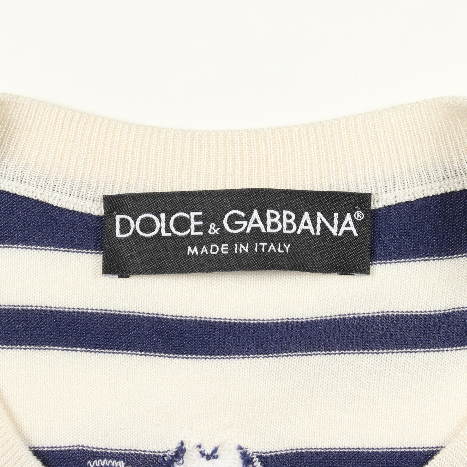 ボーダー レース カーディガン シルク ブルー アイボリー ドルチェアンドガッバーナ トップス DOLCE&GABBANA