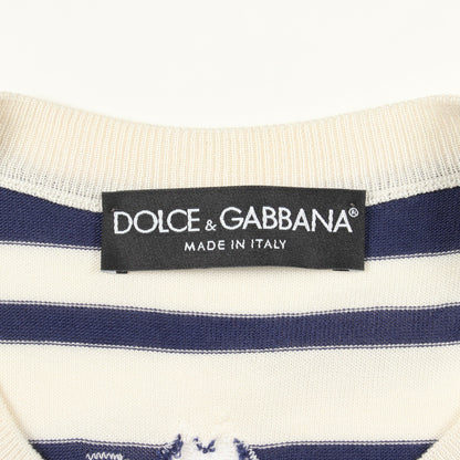 ボーダー レース カーディガン シルク ブルー アイボリー ドルチェアンドガッバーナ トップス DOLCE&GABBANA