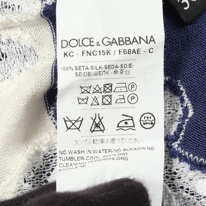 ボーダー レース カーディガン シルク ブルー アイボリー ドルチェアンドガッバーナ トップス DOLCE&GABBANA