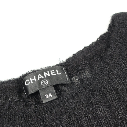 半袖 リブ ニットワンピース アルパカ ナイロン リネン ブラック シャネル ワンピース CHANEL