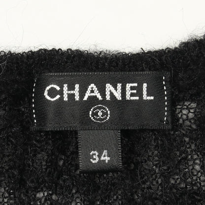 半袖 リブ ニットワンピース アルパカ ナイロン リネン ブラック シャネル ワンピース CHANEL