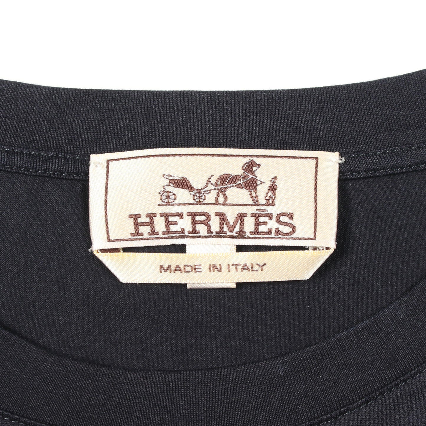 クルーネック 半袖Tシャツ コットン ブラック エルメス トップス HERMES