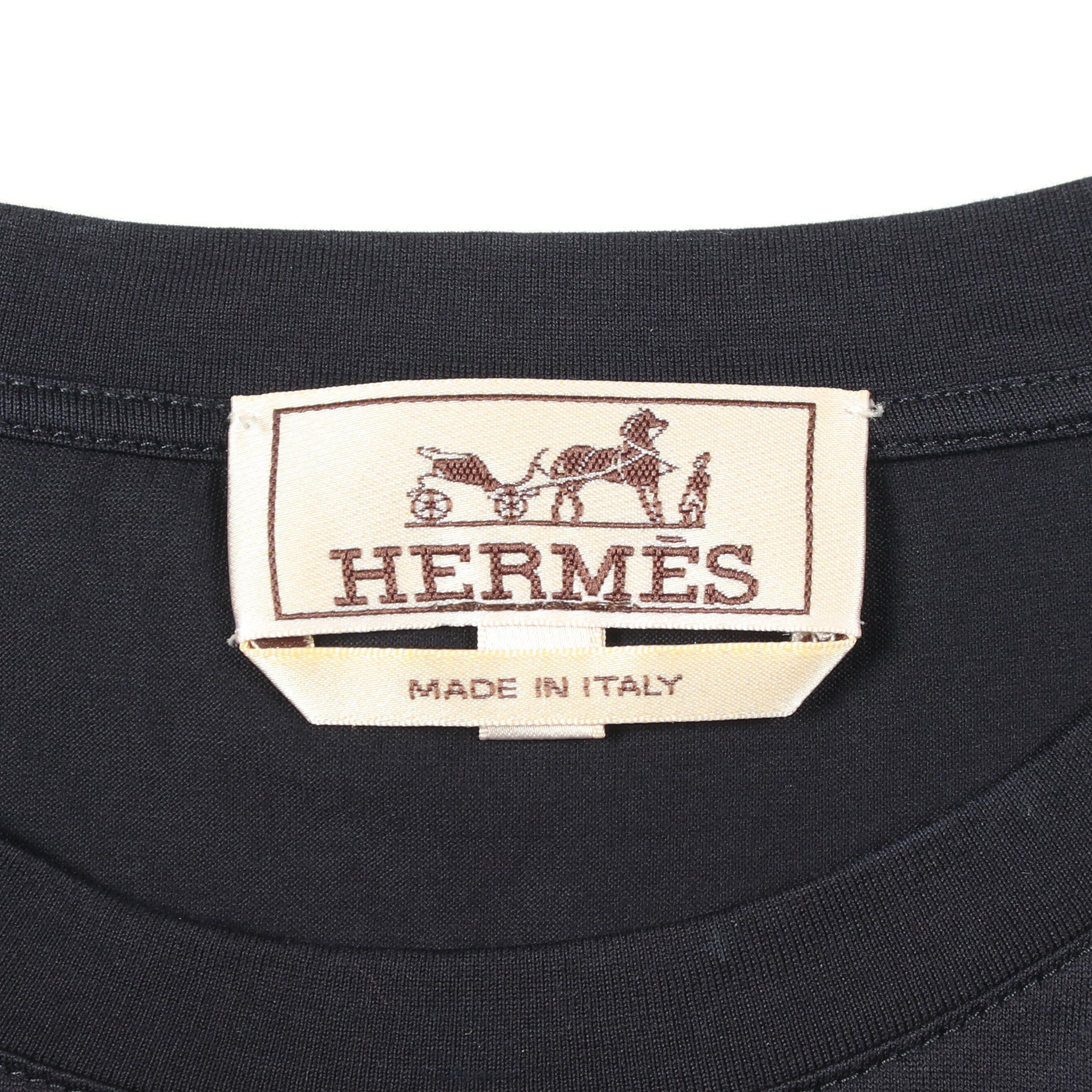 クルーネック 半袖Tシャツ コットン ブラック エルメス トップス HERMES