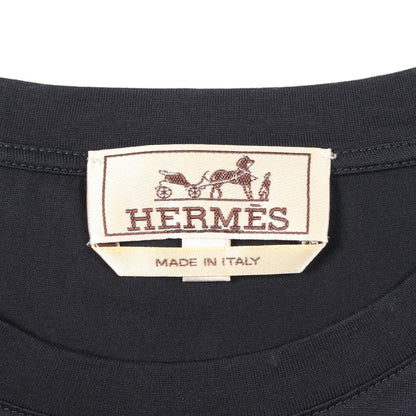 クルーネック 半袖Tシャツ コットン ブラック エルメス トップス HERMES