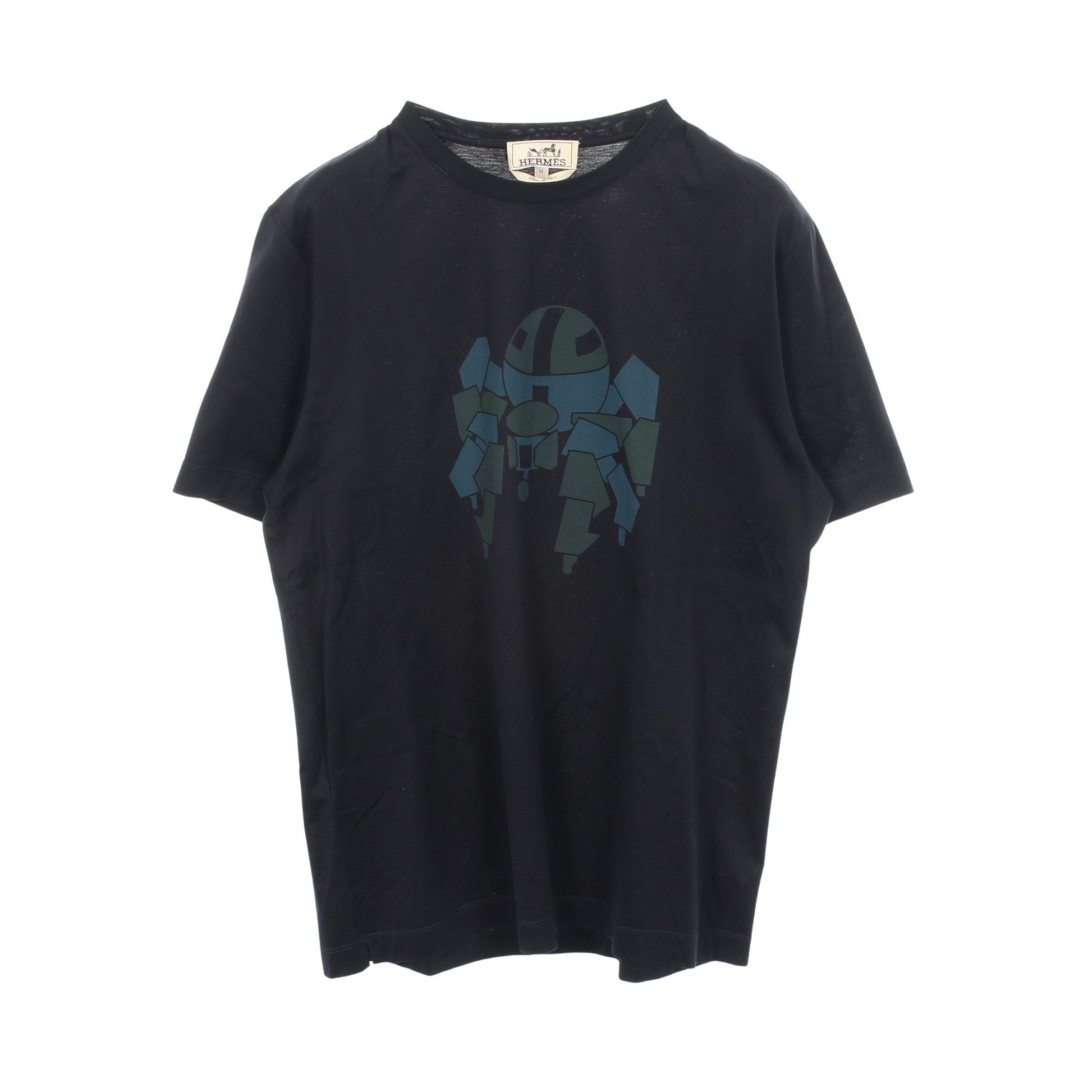 クルーネック 半袖Tシャツ コットン ブラック エルメス トップス HERMES