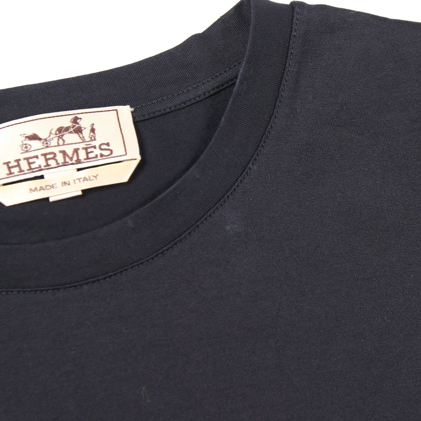 クルーネック 半袖Tシャツ コットン ブラック エルメス トップス HERMES