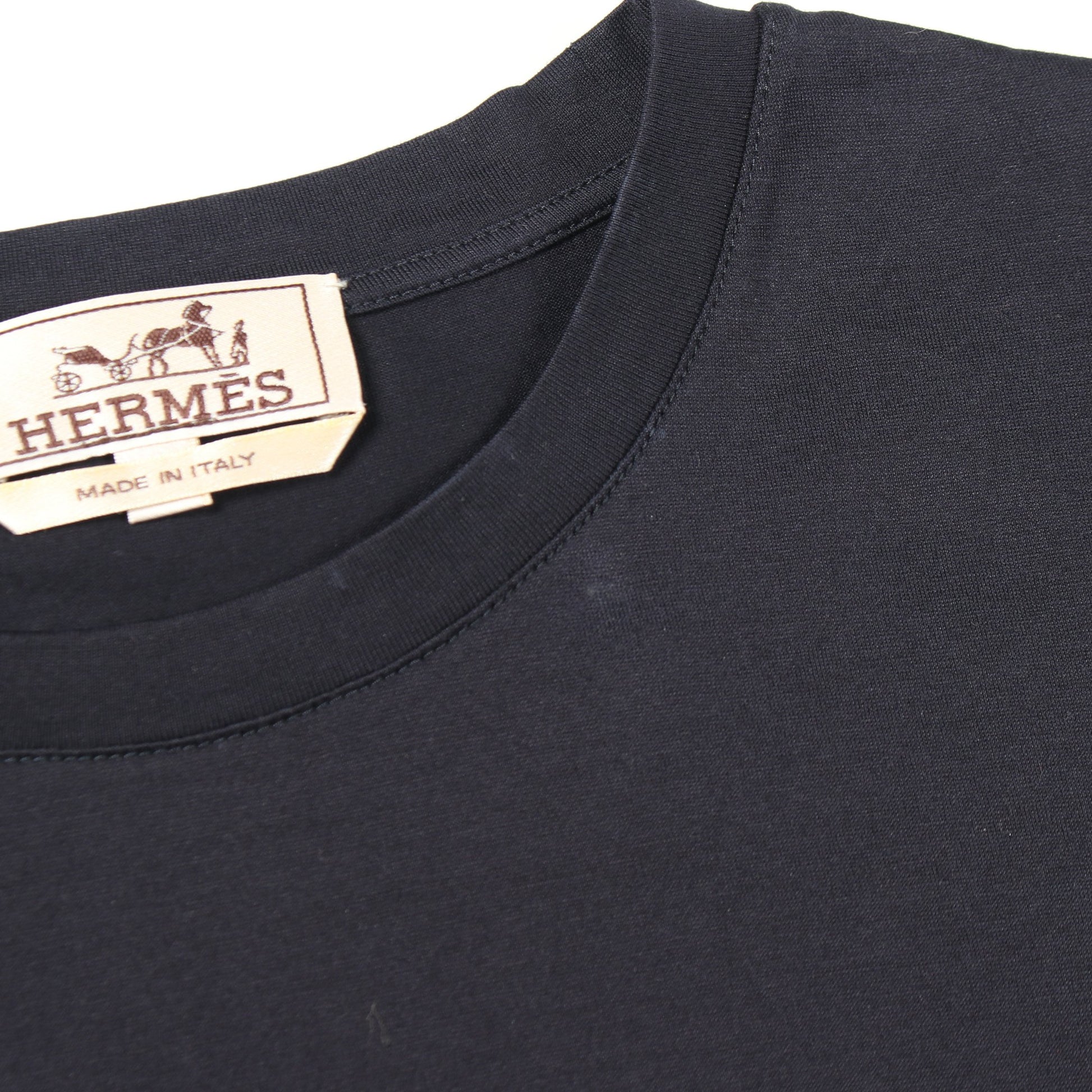 クルーネック 半袖Tシャツ コットン ブラック エルメス トップス HERMES