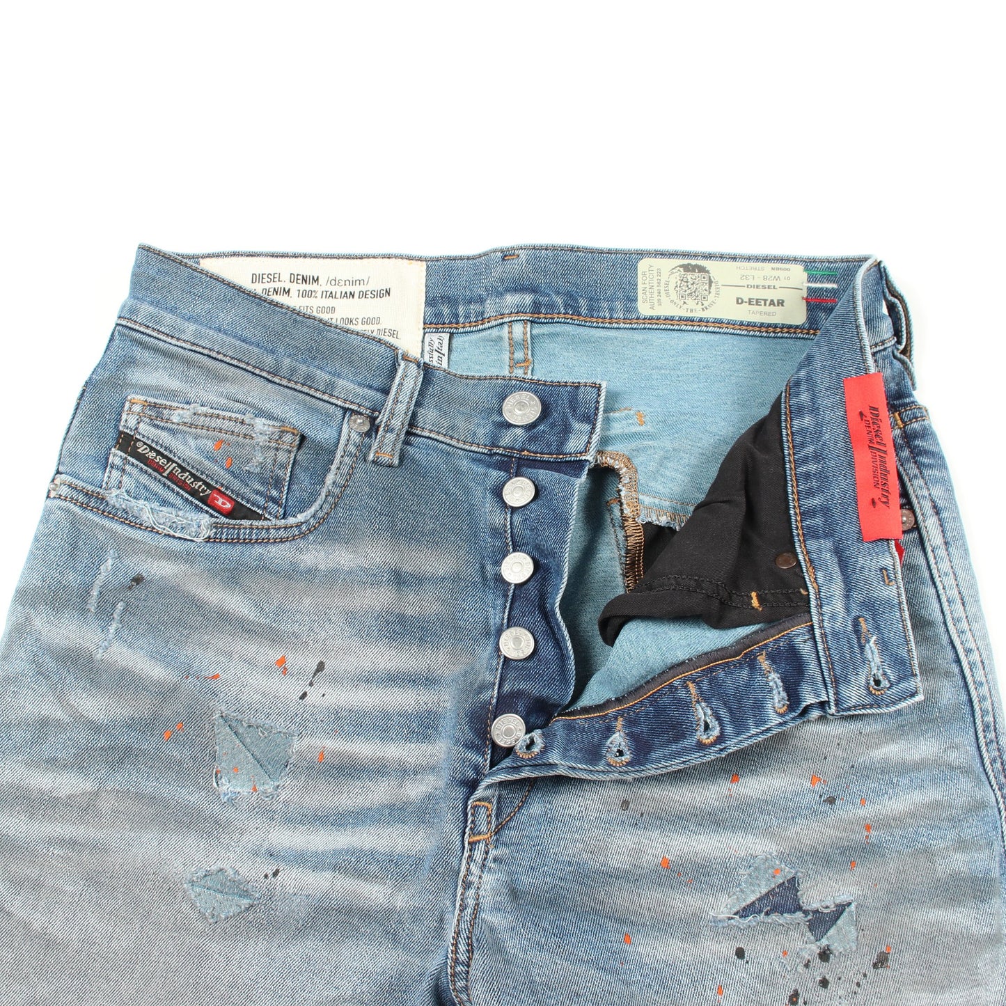 ダメージ加工 ペイント加工 デニムパンツ コットン ライトブルー ディーゼル ボトムス DIESEL