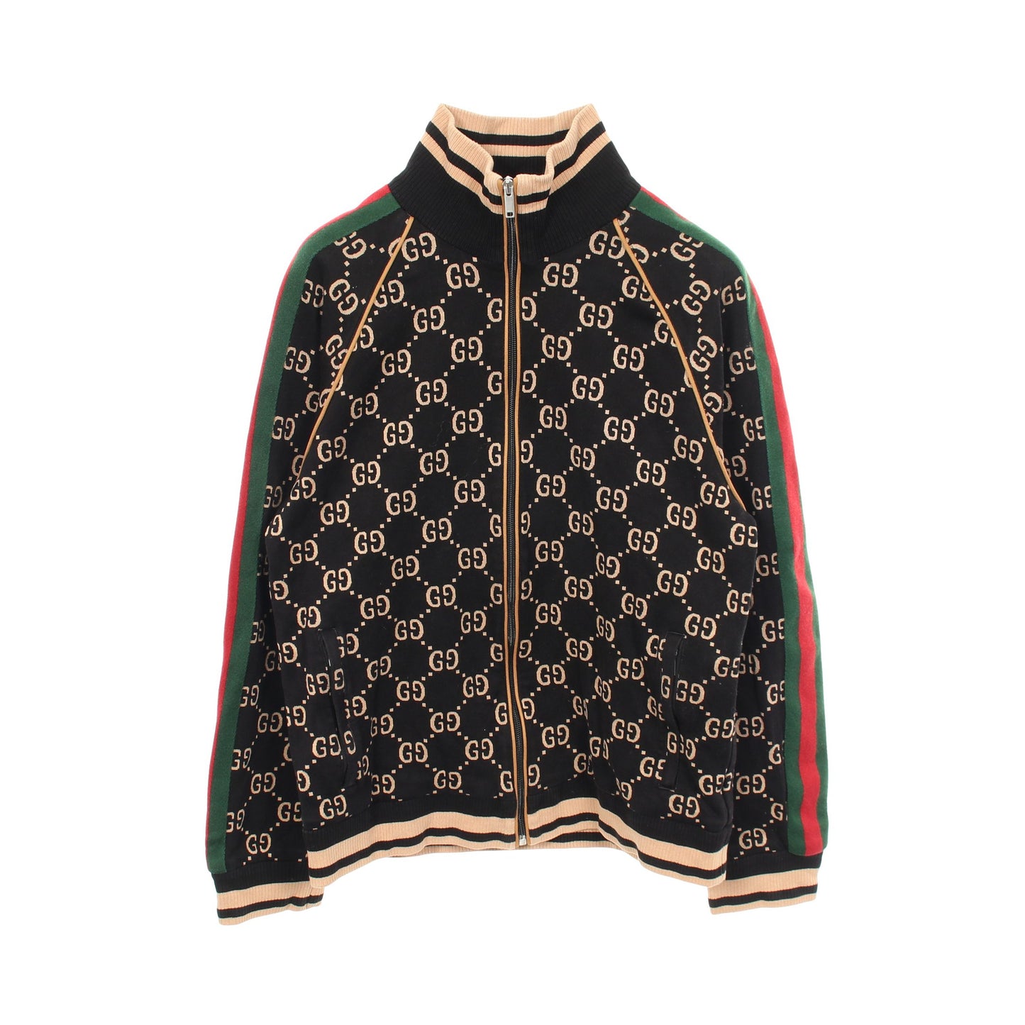 GGコットンジャージー ジャケット トラックジャケット コットン ブラック マルチカラー グッチ アウター GUCCI