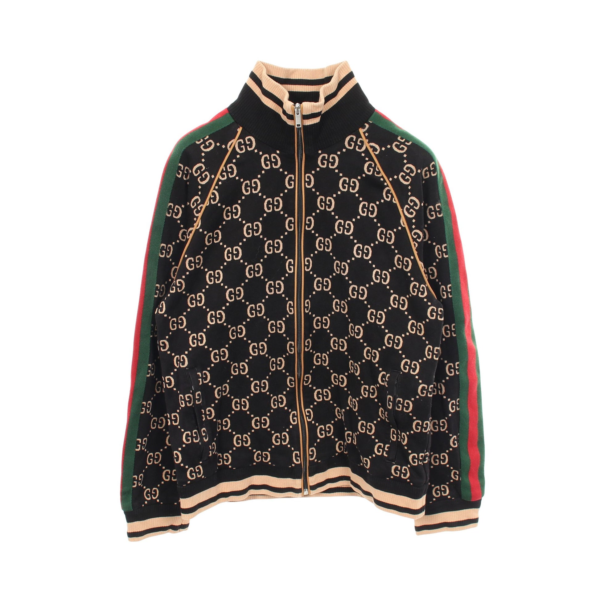 GGコットンジャージー ジャケット トラックジャケット コットン ブラック マルチカラー グッチ アウター GUCCI