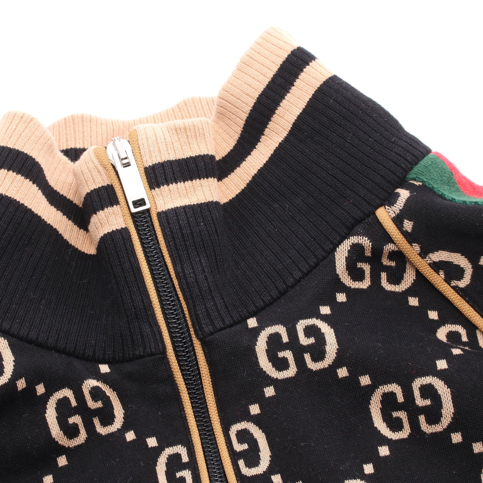 GGコットンジャージー ジャケット トラックジャケット コットン ブラック マルチカラー グッチ アウター GUCCI