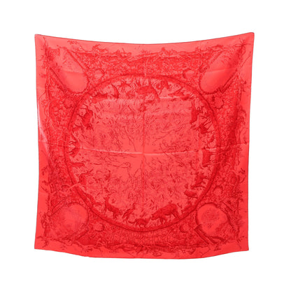 カレ90 JARDINS DES METAMORPHOSES スカーフ シルク ピンクレッド レッド エルメス 財布・小物 HERMES
