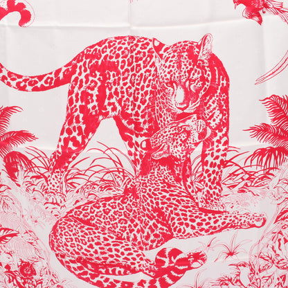 カレ90 タトゥアージュ JUNGLE LOVE スカーフ シルク ホワイト ピンク エルメス