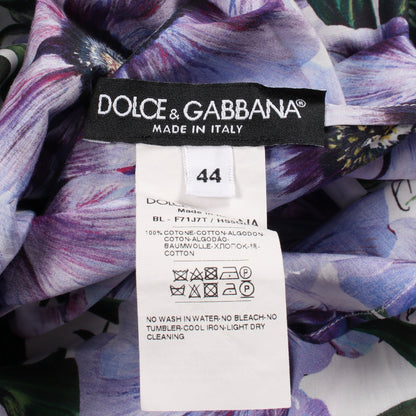 オフショルダー 花柄 ブラウス チュニック コットン パープル ドルチェアンドガッバーナ トップス DOLCE&GABBANA